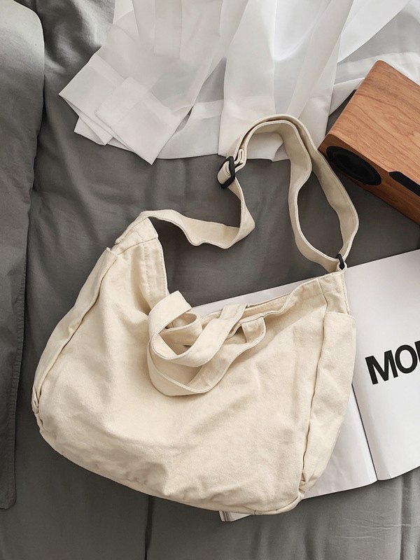 Bolso tote grande de lona con lavado vintage-3