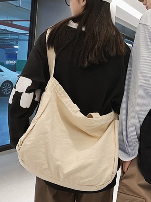 Bolso tote grande de lona con lavado vintage-2